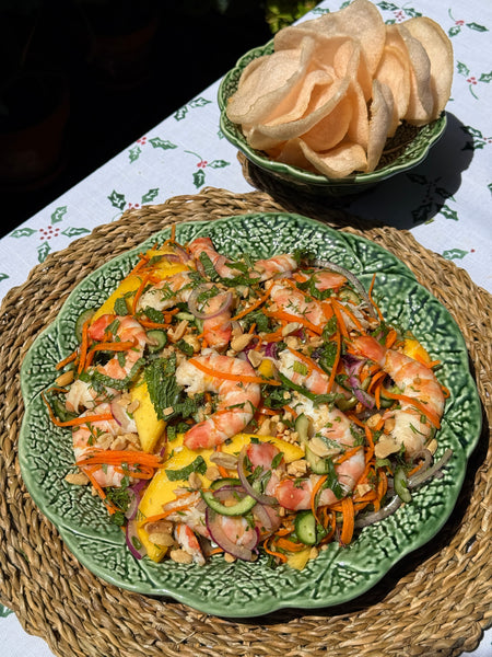 Vietnamese-style Prawn & Mango Salad with prawn crackers